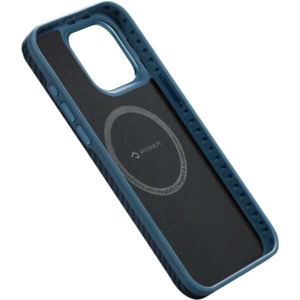 Чохол Pitaka для iPhone 15 Pro Max Magaz Case Pro 4 Twill 1500D Black/Blue Чохол Pitaka для iPhone 15 Pro Max Magaz Case Pro 4 Twill 1500D Black/Blue