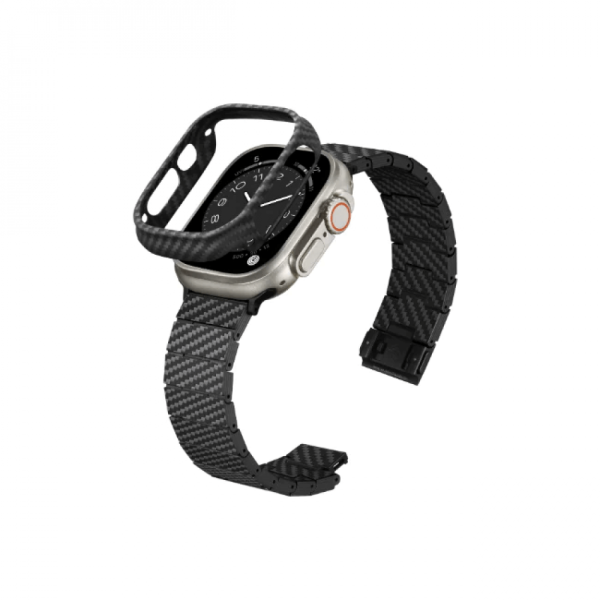 Аксесуар Pitaka для Apple Watch 42/44/45/49mm Carbon Fiber Watch Band Retro Black/Grey Аксесуар Pitaka для Apple Watch 42/44/45/49mm Carbon Fiber Watch Band Retro Black/Grey