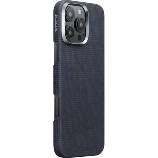 Чехол Pitaka для iPhone 16 Pro Max Monogram Tactile Woven Case Black/Blue Чехол Pitaka для iPhone 16 Pro Max Monogram Tactile Woven Case Black/Blue