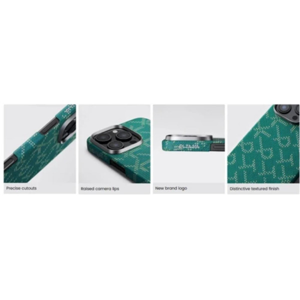 Pitaka Monogram Tactile Woven Case Gold/Green for iPhone 16 Pro Pitaka Monogram Tactile Woven Case Gold/Green for iPhone 16 Pro