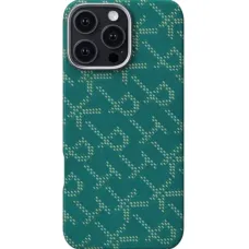 Чехол для iPhone Pitaka Monogram Tactile Woven Case Gold/Green для iPhone 15 Pro Max