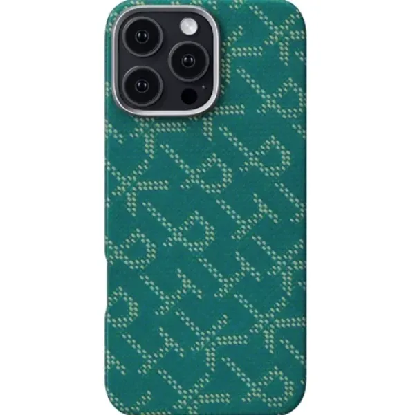 Чехол для iPhone Pitaka Monogram Tactile Woven Case Gold/Green для iPhone 15 Pro Max