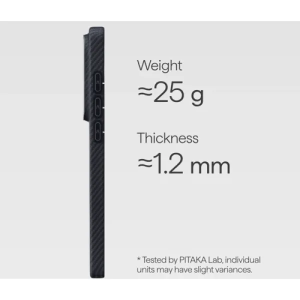 Чехол для телефона Pitaka Edge Case Aaron Button 600D Twill Black/Grey (KS2601U) для Samsung S948 Galaxy S26 Ultra