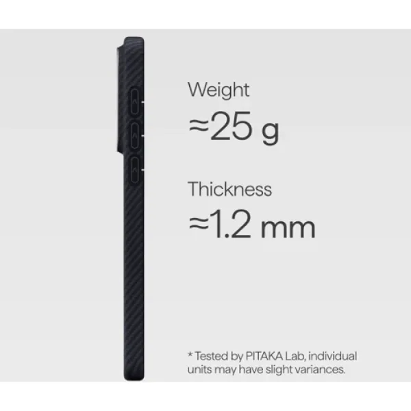 Чехол для телефона Pitaka Edge Case Aaron Button 600D Twill Black/Grey (KS2601) для Samsung S942 Galaxy S26