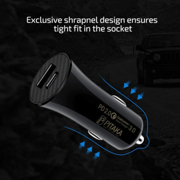 Зарядний пристрій Pitaka USB Car Charger USB+USB-C 36W Black Зарядний пристрій Pitaka USB Car Charger USB+USB-C 36W Black