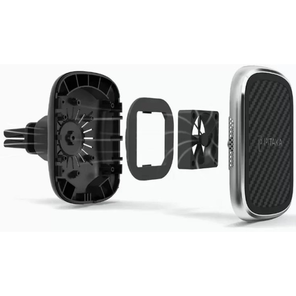 Тримач Pitaka Car Holder Wireless Charger Air Vent MagEZ Black/Gun Metal Тримач Pitaka Car Holder Wireless Charger Air Vent MagEZ Black/Gun Metal
